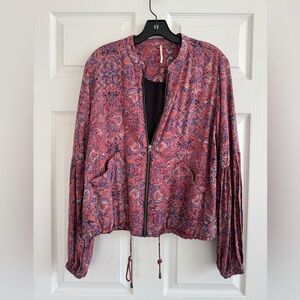 Free People Multicolor Paisley Bomber Jacket